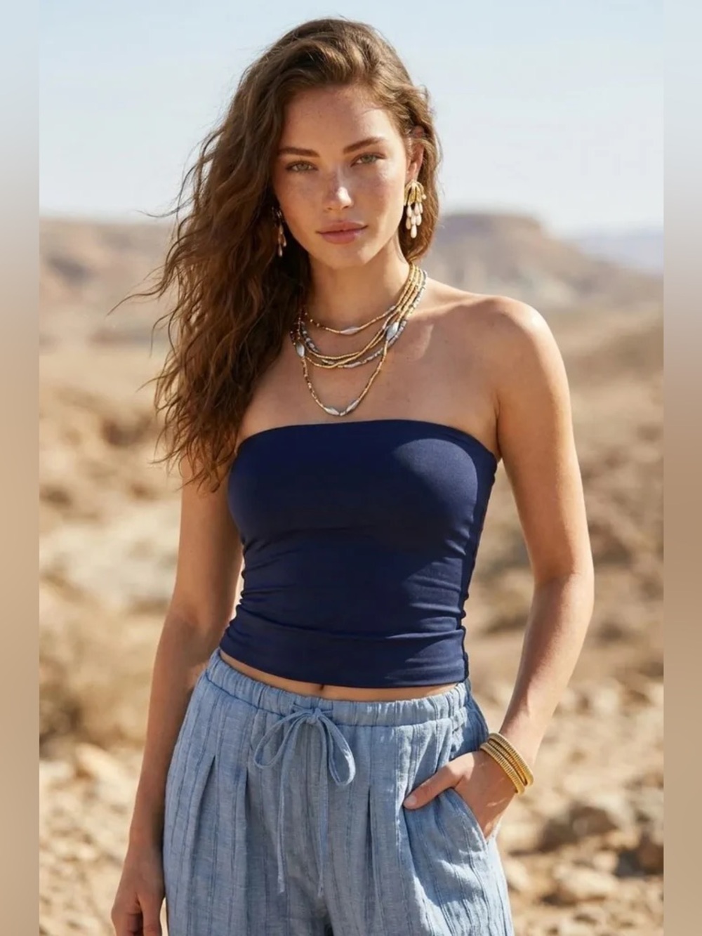 HOUSE OF HARLOW Side Ruched Tube Tops